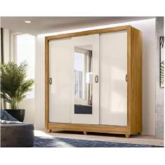 Imagem de Guarda Roupa Casal 3 Portas deslizante com Espelho Bolívia Moval Freijo / Off White (981032)