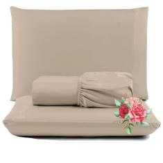 Imagem de Jogo De Lençol Dia A Dia Queen 3 Peças Barato - Avelã