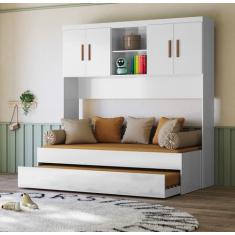 Imagem de Jogo De Quarto Modulado Aéreo Ponte E Bicama Solteiro Ônix Flex Nature