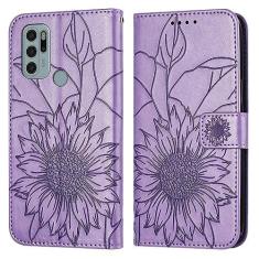 Imagem de Capa fina compatível com Motorola Moto G60S capa carteira com suporte para cartão, capa floral em relevo, capa flip de couro, capa protetora à prova de choque compatível com capa feminina (cor