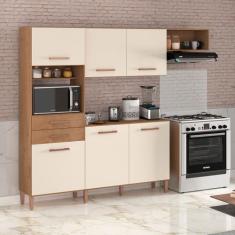 Imagem de Cozinha Completa Salinas Top 6 Portas 2 Gavetas Canelato Rustico/Natur