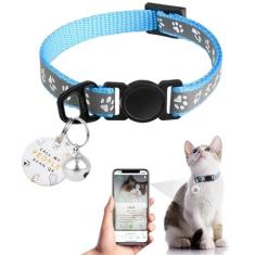 Imagem de Coleira de gato com etiqueta de nome de código QR, coleiras reflexivas de gatinho com sino, etiqueta de identificação de gato personalizada, ultradurável, ajustável, liberação rápida, serve para a