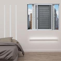 Imagem de Janela Veneziana 3 Folhas Móveis com Tela Mosqueteira Linha 25 120cm x 120cm Branco