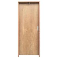 Imagem de Kit Porta de Madeira Semi-Oca Lisa Rodam Padrão Imbuia - Lado Esquerdo