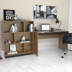 Imagem de Conjunto Home Office Escrivaninha Estante 6 Nichos B28 Nova Mobile Mel/