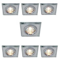 Imagem de Kit 7 Spot De Cristal Cozinha Quadrado Embutir Gesso Mr16