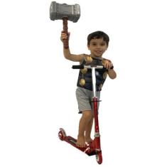 Imagem de Patinete Infantil Dobrável 2 Rodas Alumínio + Fantasia Thor - Dm Toys