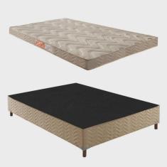 Imagem de Box Casal Florença 42x138x188cm com Colchão Casal Unique D33 Duoface 16x138x188cm Rustico Bege