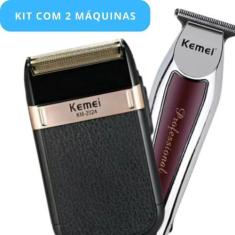Imagem de Kit Completo Masculino Kemei: Barbeador 2024 E Máquina 9164 - Al