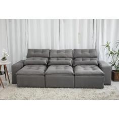 Imagem de Sofá Retrátil E Reclinável 2,00M/2,50M De Largura Tecido Suede Cinza -