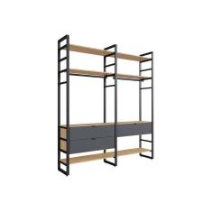 Imagem de guarda-roupa closet modulado industrial philly ii 3 gv cedro e grafite 197 cm