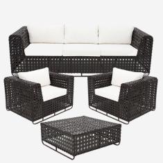 Imagem de Conjunto De Sofá Completo De Varanda Modelo Fúcsia Preto com Branco