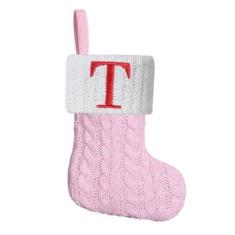 Imagem de Pxniy Mini meia de malha rosa, monograma inicial de 21 cm, meia de Natal bordada, enfeite de pendurar para lareira de família, decoração de Natal, Natal, Natal, Natal, Natal, Natal, Natal, Natal,