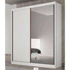 Imagem de Guarda Roupa Solteiro Com Espelho 2 Portas 3 Gavetas Virtus - Branco - Móveis Novo Horizonte