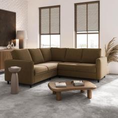 Imagem de Sofá De Canto 5 Lugares Em Veludo Orquídea Cabecasa - Cabecasa Madeira