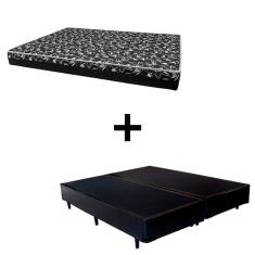 Imagem de Cama Box Queen 158 Tecido Sintético Preto Com Colchão Hamburgo Bello Box - 100% Espuma - D28 Preto 54x158x198