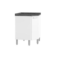 Imagem de Balcão De Cozinha Canto Oblíquo Gourmet 1 Porta C/ Tampo 68cm Branco - Bertolini