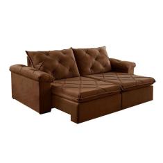 Imagem de Sofá 3 Lugares Retrátil e Reclinável Astor Veludo Marrom 242 cm