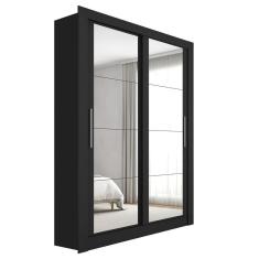 Imagem de Guarda Roupa Solteiro 2 Portas Com Espelho Preto New Glass