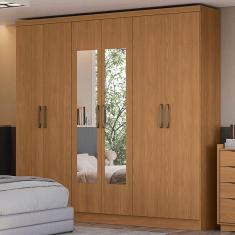 Imagem de Guarda-Roupa Casal 6 Portas 3 Gavetas com Espelho Canela - Kappesberg