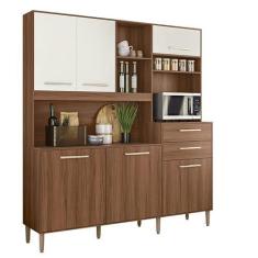 Imagem de Armario Cozinha 6 Portas e 2 Gavetas Salsa Avela/off White Cristal