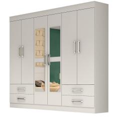 Imagem de Guarda-roupa Carioca Móveis Hércules Gold com 6 Portas, 4 Gavetas e Espelho – Branco