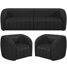 Imagem de Kit Sofá 4 Lugares Para Sala 252cm Com 02 Poltronas Lazio M03 Corano P