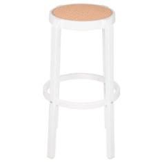 Imagem de BANQUETA ALTA FITZ EM POLIPROPILENO BRANCO ASSENTO SIMULANDO RATTAN