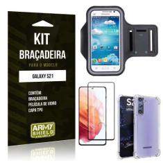 Imagem de Kit Braçadeira Galaxy S21 Braçadeira + Capinha Anti Impacto + Película