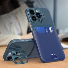 Imagem de Para iPhone 14 Pro Max Suporte Invisível Slot para Cartão Capa de Telefone Para iPhone 13 11 12 Pro Max 14 Plus Lente de Metal Capa Protetora da Câmera, T9, Para iPhone 14Plus