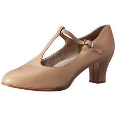 Imagem de Capezio Tênis de dança feminino Jr. Footlight T-Strap, Caramel, 42