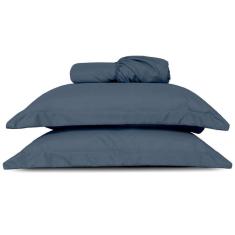 Imagem de Jogo De Lençol Casal Padrão Slim Percal 200 Fios 3 Peças - Marinho