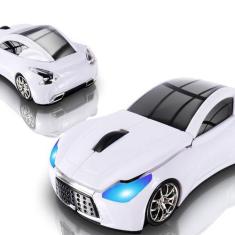 Imagem de elec Space Mouse sem fio, mouse sem fio legal em forma de carro com faróis de LED, mouse de carro exclusivo de 2,4 G para crianças com receptor USB, mouse de jogos fofo de 1600 DPI para laptop, PC,