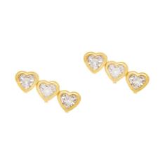 Imagem de Brinco Rommanel Banhado A Ouro Pequenos Corações Com Cristais 523260