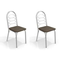 Imagem de Kit com 2 Cadeiras Estofadas Holanda Cromada 2C009CR Kappesberg