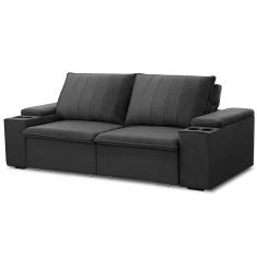 Imagem de Sofá Retrátil Reclinável 3 Lugares 205cm Baluart F05 Veludo Grafite - Mpozenato