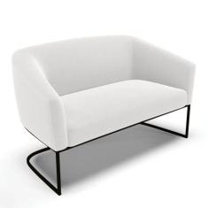 Imagem de Sofá Namoradeira 2 Lugares Base Industrial Preto Stella Bouclê Off White D03 - D'Rossi