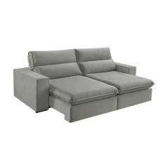 Imagem de Sofá 4 Lugares Retrátil E Reclinável Free Veludo Cinza Prateado 250 Cm