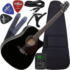 Imagem de Kit Violão Eletroacústico Com Capotraste Gf1r Bk Giannini