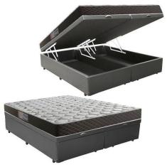 Imagem de Cama Box Baú Queen Colchão Mola Ensacada Belos Sonhos + Box Suede 67X1