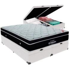 Imagem de Cama Box Baú e Colchão Elegant Molas Ensacadas Queen Ortobom,  Branco