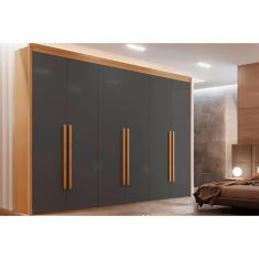 Imagem de Guarda Roupa 6 Portas e 6 Gavetas Creta Naturale/Grafite - Rufato