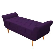 Imagem de Recamier Estofado Ari 140cm Casal Suede Roxo