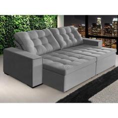 Imagem de sofá tunísia 2,10 mts retrátil e reclinável pluma cinza - Sofá Casa