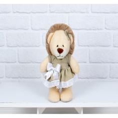 Imagem de Leão de pelucia 20 cm fixo em pé, menina vestido com lese  - CKD CONFE