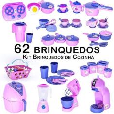 Imagem de Cozinha Infantil Completa Eletro Jogo Panela Mercadinho 62pç - Altimar