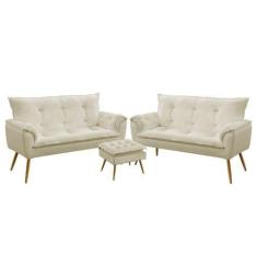 Imagem de 2 Namoradeiras Opala Com Puff Lunar Veludo Aradecor