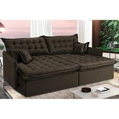 Imagem de Sofá Sem Caixa Retrátil Reclinável 2,75m Cama Inbox Versátil com Pillow Top e Molas Velusoft Café