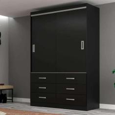 Imagem de Guarda-roupa Solteiro Veneza 2 Pt 6 Gv Preto