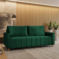 Imagem de Sofá em Veludo 3 Lugares Amelie Yescasa Verde